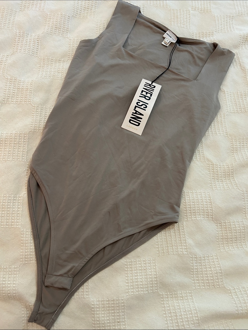 River Island  Taupe Square-Neck bodysuit new with tags size 8